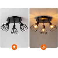 Lámpara De Techo Estilo Industrial Americana Para Sala De Estar Foyer Pasillo Dormitorio Iluminación Interior De 3 Cabezas Material Metálico Negro - details 0