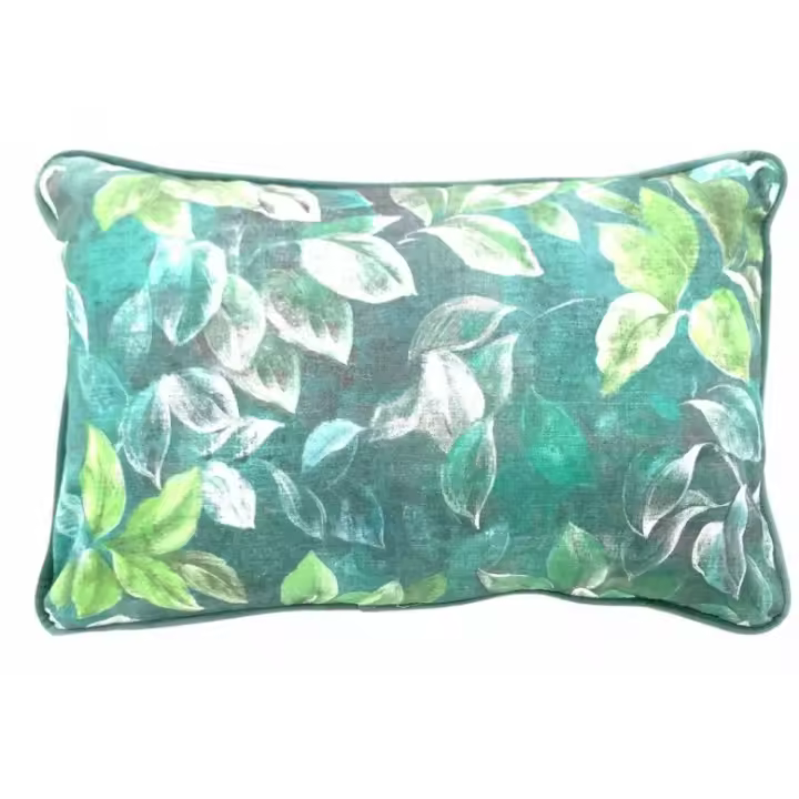 Cojín Avalon Algodón Hojas Verde Azul Turquesa  (30x50cm) - 1