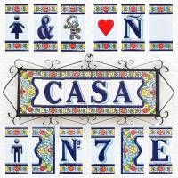 Letras y Números de Cerámica 11cm. (4.3") para la Pared - Esmaltados a Mano en España - Modelo "CANARIAS" - Ceramic Tile Letters And Numbers - details 0