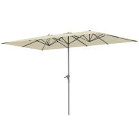 Outsunny Sombrilla Doble 4,5x2,6 m Sombrilla Terraza Exterior con Manivela Poste de Aluminio Impermeable y Protección UV50+ Parasol Grande para Terraza Playa Piscina Crema - details 0