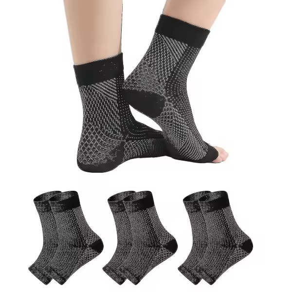 Pares de calcetines de neuropatía, Calcetines Soul para el dolor de la neuropatía, calcetines de compresión de la tendinitis, Fascitis plantar, Neuropatía-Blanco-L XL - 1