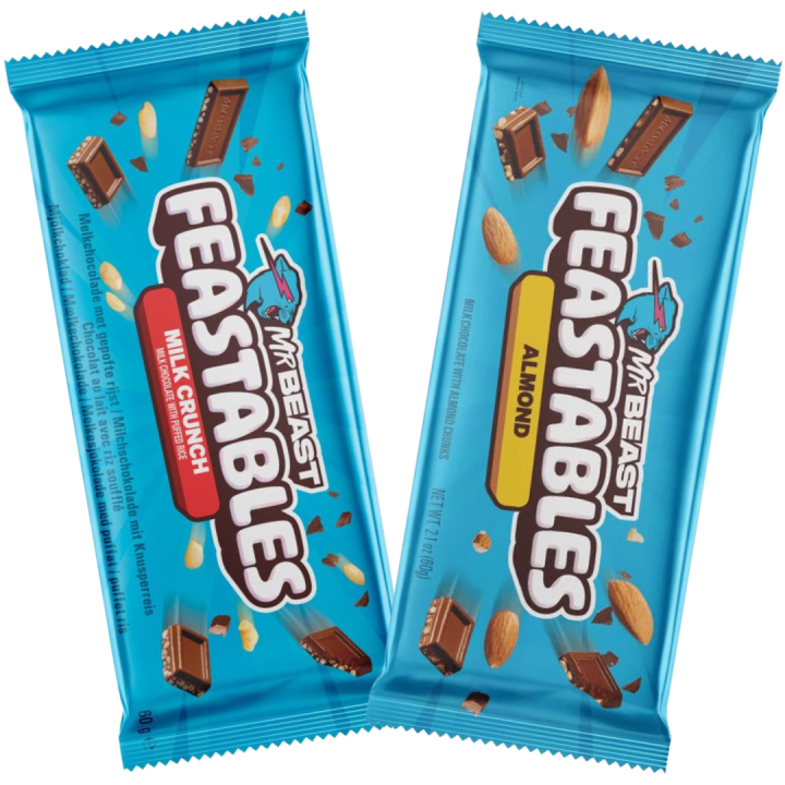 Mr Beast Feastables Tabla de Chocolate (Almond, Milk Crunch) - 60g x 2