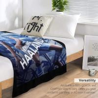 Manta De Terciopelo Coral Erling Haaland Para Verano Alfombra De Cama Personalizada Para Adultos Estilo Clásico Antipelusa Portátil Uso Versátil - details 5