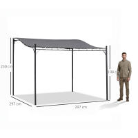Outsunny Cenador de Jardín 3x3 m Pérgola con Toldo y 16 Orificios de Drenaje para Patio Terraza Metal y Poliéster 180 g/m² Resistente Gris - details 2