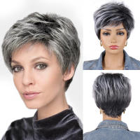 Pelucas Sintéticas De Pelo Ombre Marrón Y Rubio Para Mujeres BCHR Corta Pixie Cut Peluca Mixta De Uso Diario Tamaño Promedio Densidad 150% - details 11