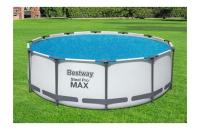 Cobertor Solar de Burbujas BESTWAY para Piscina Desmontable de varias medidas y modelos: rectangular y circular de fácil instalación sobre el agua. El plástico evita que el agua se ensucie y lo calienta, en cierta medida. - details 1