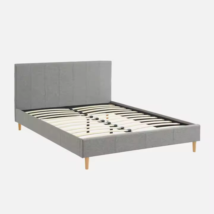 sweeek - Cama con somier y cabecero 140x190cm, acabado en tela , Marlon , 202x148x89 - 1