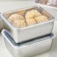 Caja De Almacenamiento De Alimentos Para Nevera Con Tapa De Plástico Acero Inoxidable Y Plástico Para Mariscos Frutas Verduras Caja De Picnic Moderna - details 2