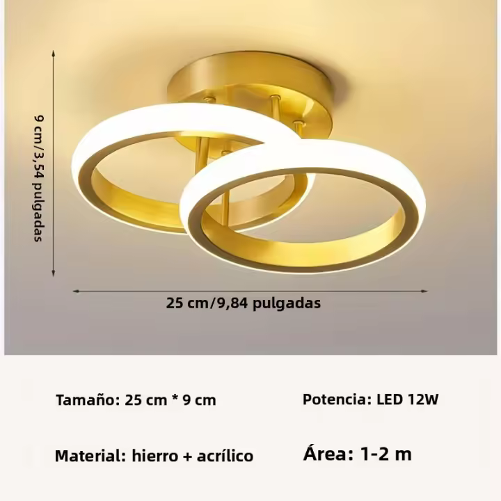 Lámpara De Techo Nórdica Creativa Para Pasillo Puerta Del Balcón Entrada Porche Dormitorio Cristal Moderna Simple Metal Dorado - 1