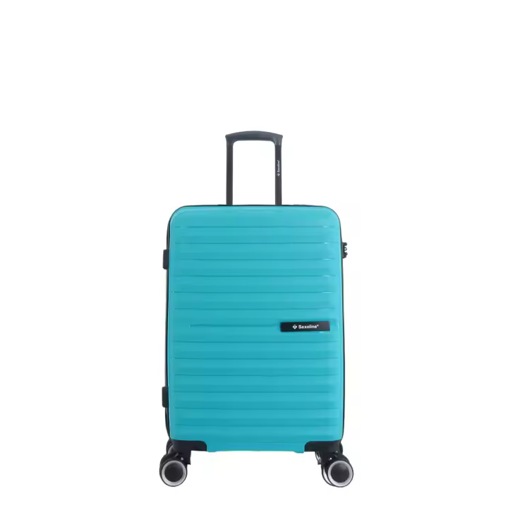 SAXOLINE Maleta cabina - pequeña, colección Fiesta, color turquesa, material polipropileno, 4 ruedas, tamaño 55x36x20,5 cm, 45 litros, 2.7 kg - 1