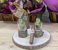 Lote de 10 miniaturas de bebida de 5 cl con chocolate en bolsa de regalo con lazo - Regalos originales para invitados de boda, aniversarios, comuniones, bautizos, cumpleaños, despedidas de soltero/soltera - details 6