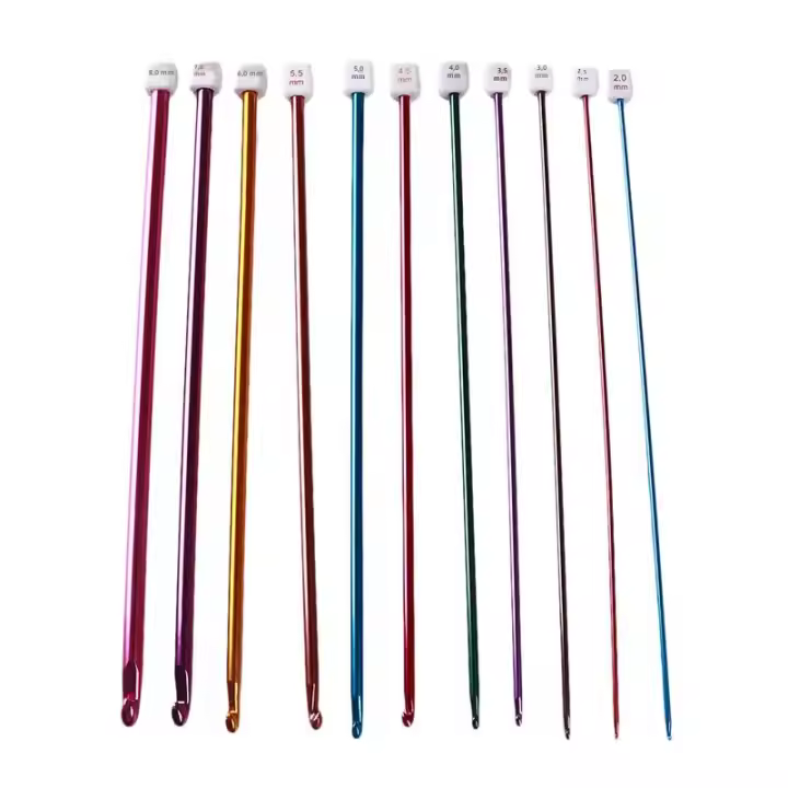 Juego De Agujas De Crocheteo Tunisiano Multicolor Aluminio Tamaño 11 Para Tejer Alfombras Y Coser Herramienta De Textil Para Adultos - 1