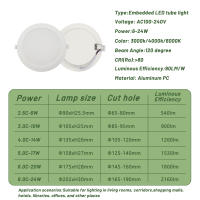 8PCS Lámpara De Techo LED 6W-24W AC100V-240V Sin Parpadeos Para Cocina Sala De Reuniones Y Dormitorio Lámpara De Downlight De Célula - details 1