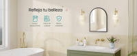 SONGMICS Espejo de Baño, Espejo de Pared, Arqueado, Marco de Aluminio, 40 x 30 cm, Lámina de Seguridad, Montaje Fácil, para Salón, Dormitorio, Negro Tinta - details 0