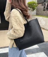 Bolsos De Mujer Bolso De Mujer Grande De Piel sintética para Universitarias Borla Bolso De Playa Impermeable Juego De 2 Piezas Negro - details 3