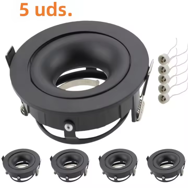 Juego De 5 Luces De Resaltado LED Con Marco Base GU10 Para Iluminación De Techo Ajustable Ángulo Para Cocina Sala De Estar Dormitorio - 1
