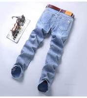 Jeans De Primavera Para Hombre Color Azul Claro Estilo Slim Tejido Elástico Materiales Suaves Pantalones Clásicos Casuales - details 20