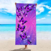 Toalla De Playa De Microfibra Super Absorbente Y Secado Rápido 140x70cm Estampado De Mariposa Para Natación Y Piscina - details 0