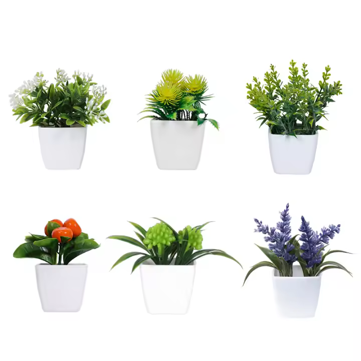Juego De 6 PCS De Plantas Simuladas En Macetas Para Decoración De Oficinas Negocios Foyer Jardín Y Courtyard - 1