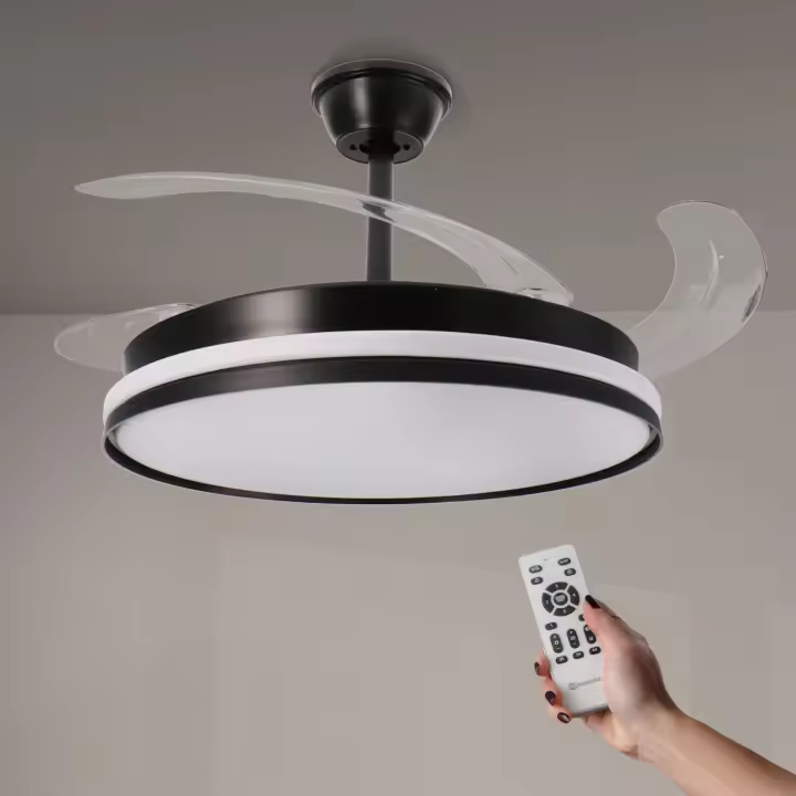 LEDSTOREPLUS Ventilador de Techo LED Negro DC Cami Ø107cm Ultra Silencioso con Mando a Distancia y Palas Retráctiles Verano / Invierno - 1