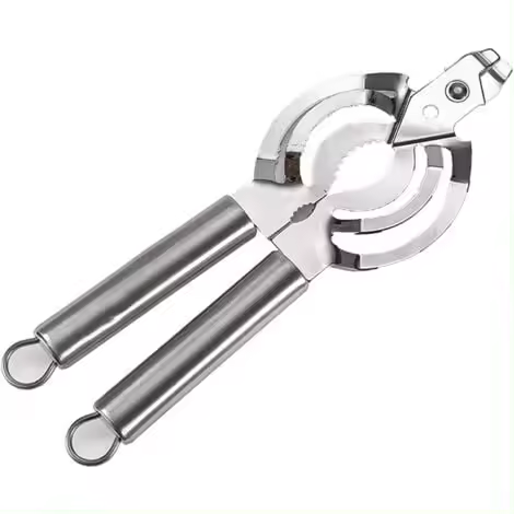 Abrelatas manual multifunción 4 en 1, mango fácil de girar, abrelatas de borde liso, abridor de botellas multifuncional, hoja de acero inoxidable para latas, latas, cerveza, vino - 1