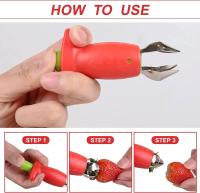 2 Pack Fresa Huller Tallo y Removedor de Hojas de Acero Inoxidable de Frutas Vegetales Top Stem Corer Pit Remover Ideal para Hornear - details 2