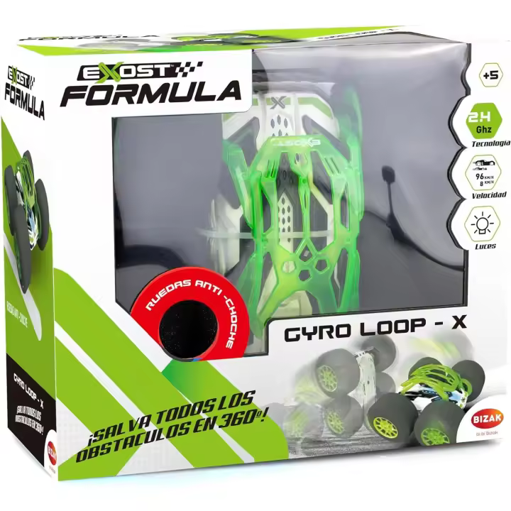 Exost Gyro Loop X Radio Control, 2, 4GHZ, con neumáticos de amortiguación óptima y fabricados con material de espuma súper ligeros, con carcasa protectoras extraíble y luces en la carrocería Bizak - 1