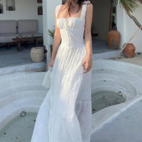 Vestido Largo Elegante De Mery Con Espalda Descubierta Y Aros En Malla Halter Sin Mangas Para Mujer Verano 2024 Sexy Y Club - details 5