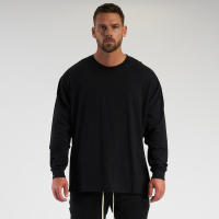 Camiseta De Manga Larga Para Hombre Suelta Y Oversize Estilo Hip Hop Fitness Ropa De Gimnasio Para Primavera Camiseta De Trabajo Casual De Algodón Con Estampado De Letras - details 5