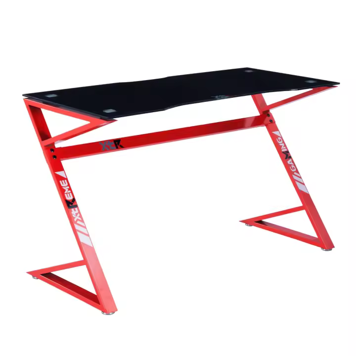 Mesa Gamer Sport Color Negro y Rojo de Cristal Pro 120x75x60 cm Estudio u Oficina Escritorio Moderno - 1