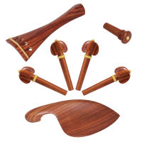 Juego De Accesorios Para Violín 7 Piezas Set Inlaid De Rosas Madera De Cerezo Con Reposabrazos Ajuste De Tono Y Pie De Vino Para Violines 3/4 Y 4/4 - details 6