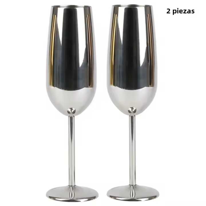 Vaso De Champán De Acero Inoxidable 304 260ml Pack De 2/4 Para Restaurante KTV Y Salón Creativo Lujo Europeo Vaso Largo Para Vino - 1