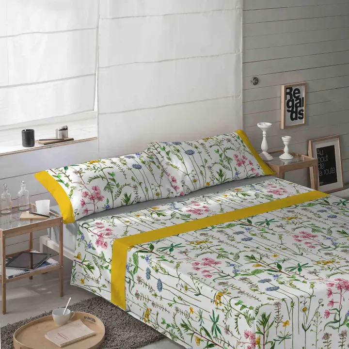 NATURALS - Juego de Sábanas Estampadas 3/4 Piezas - 10 Modelos Diferentes - 50% Algodón 50% Poliéster Extra Suave - 144 Hilos - Incluye Sábana Bajera + 1/2 Fundas de Almohada - Cama 90/105/135/150/180 - 1