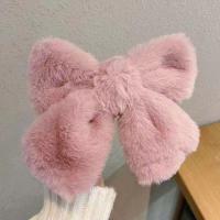 Juego De Clip Para El Cabello De Peluche Lindo Con Lazo De Tela Accesorios Para El Cabello De Color Sólido Para Uso Diario - details 10