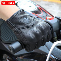 SUOMY Guantes De Motocicleta Retro Marrón De Cuero Real Para Verano Guantes De Café Racer Con Perforación Y Toque De Pantalla Para Scooter - details 11