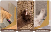 Purlov, Rascador de Esquina para Gatos con Hierba Gatera y Juguete Incorporado | Postes de Cartón Reforzado | Incluye Destornillador | Montaje Rápido | Ideal para Hogares con Gatos Activos | Diseño Compacto 60x40,5x25cm - details 1