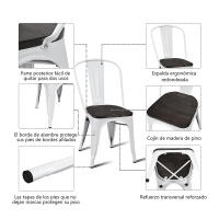 ORION91 Silla ORIONIS BLANCA Acero y Asiento Color Madera Oscura Apilables Comedor Oficina Salón Teletrabajo Cocina - SpazioLuzio - details 1