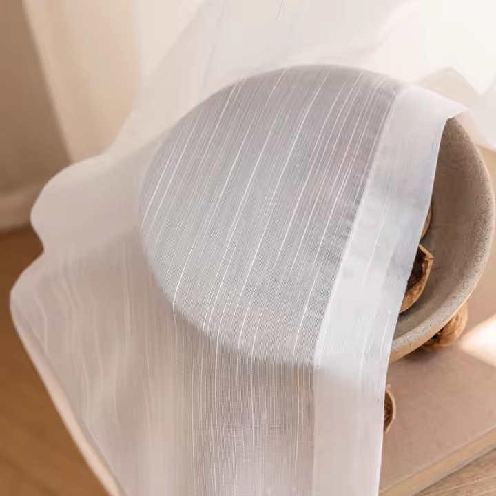 Cortina Blanca Semi Transparente De 240cm Estilo Rayado Para Tratamiento De Ventanas De Dormitorio Y Sala De Estar Cortinas Rústicas Con Bolso De Palas - 1