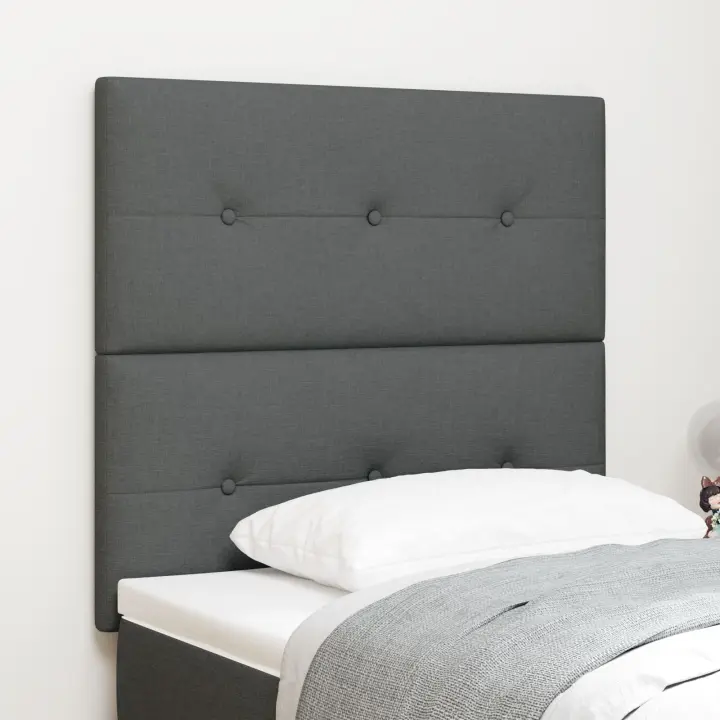 Cabecero LED vidaXL Gris Oscuro 90 cm Tela - 1