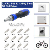 Juego De Destornilladores Multifunción 13 En 1 Con Cinta Dentada Y Variedad De Bits Incluye Torx Flat Head Phillips Hex Bits Y 1/4 Nut Driver - details 3