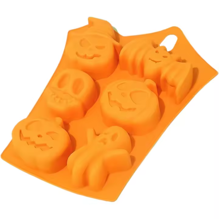 Molde de silicona para hielo de calabaza, para Halloween, para hornear, hecho a mano, para chocolate, gelatina, fondant, pastel, helado, jabón, regalo de fiesta, forma de calabaza, calavera, murciélago, fantasma - 1