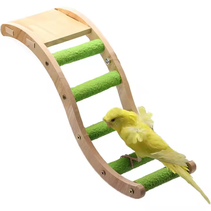 Puente de Escalada de Pájaros de Madera Juguete masticable para Pájaros Accesorio de Jaula Colgante - 1