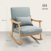 HOMCOM Mecedora Moderna Mecedora para Lactancia con Cojín Lumbar Respaldo Amplio y Base de Madera Carga 120 kg Silla Mecedora para Salón Dormitorio Gris Claro - details 2