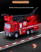 Juguete De Coche De Bomberos 1/32 Con Sonido Luz Escalera Camión De Rescate Decoración Regalo Para Niños Metal Rojo - details 13