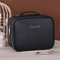 Bolso De Maquillaje Para Mujer Organizador De Viaje Impermeable De PU Cuero Con Compartment Multiuso Cierre De Cremallera - details 11