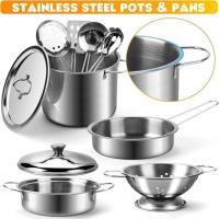 Accesorios de Cocina para niños, juego de rol de chef con utensilios de Maple inoxidable, ollas y sartenes, juego de Cocina Infantil para niños. - details 2