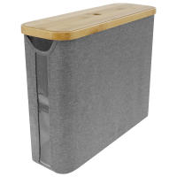 Cesta De Papel Toiletto Con Tapa Organizador De Almacenamiento Para Baño Soporte Libre Para 12 Rolls De Papel Higiénico Ecológico De Madera Rectangular - details 1