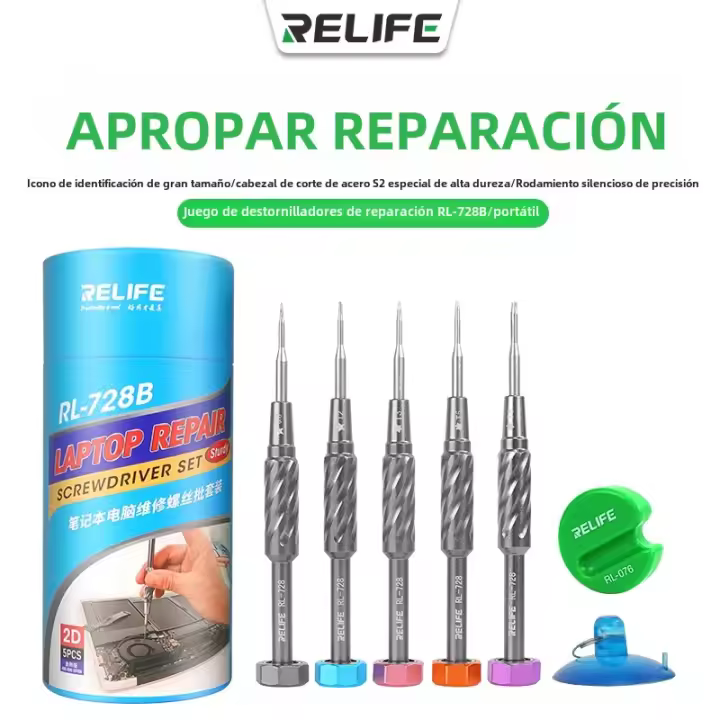 RELIFE RL-728B Destornillador De Reparación De Portátil Con Cabeza De Cortador De Acero S2 Magnética Fuerte Herramienta De Mantenimiento De Alta Precisión - 1