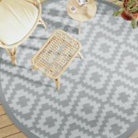 vidaXL Alfombra de exterior ARAKIL Ø200 cm PP en color Rosa/Marrón/Gris claro y blanco y más - details 8
