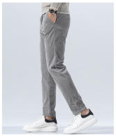 Pantalones Casuales Para Hombre De Cordón Otoño E Invierno Versátiles Y Moda Pantalones Largos Tejidos De Poliéster Y Algodón Estilo Recto Cierre De Cremallera - details 18